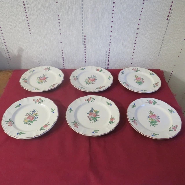 6 assiettes creuses terre de fer vintage Lunéville - Mauresque rouge