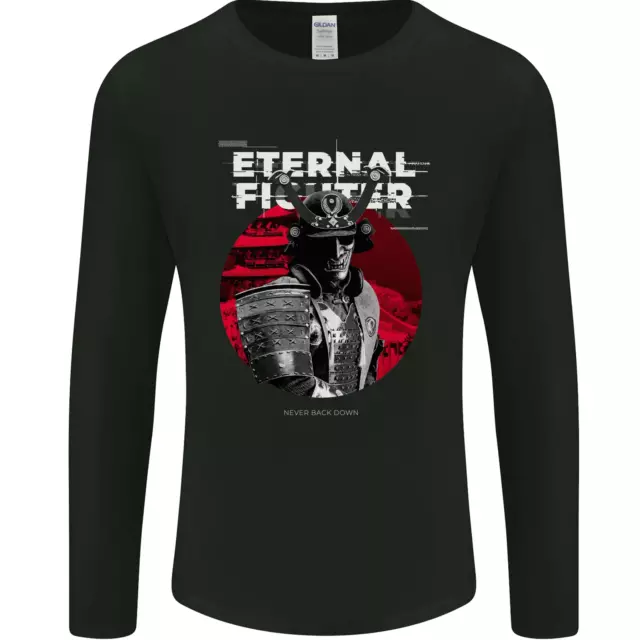 Samurai Fighter Skull MMA Mixed Martial Arts Mens Long Sleeve T-Shirt