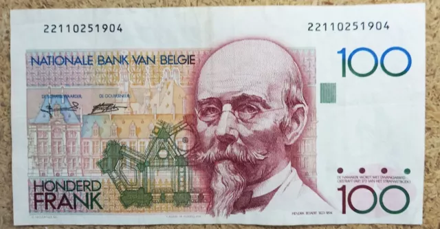billet de cent francs Belge banque nationale de Belgique