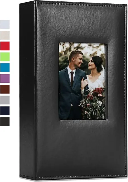 Vienrose Photo Album for 600 4x6 Photos Leather Cover Extra Large Capacity for Family Wedding Anniversary Baby Vacation (Black)