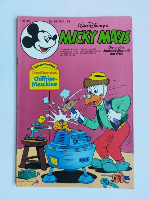 Ehapa - Micky Maus Nr. 16 / 14.04.1981 - Top Zustand / Z1- (mit Beilage)