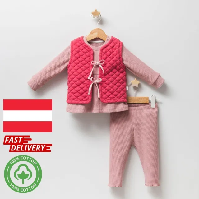 Baby Mädchen Langarmpullover Luxuriöse Jacke Hose Outfit Babykleidung 3teilig