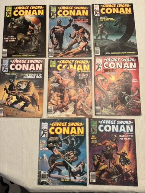 The Savage Sword Of Conan The Barbarian Magazine Lot 15 22 26 27 28 29 34 35