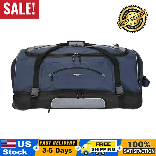 36" Rolling Duffel Bag Wheeled Luggage Travel Suitcase Carry Tote 2-Section Navy