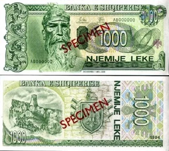 Albania Banknote Specimen Paper Money, 1000 leke 1994, P 58, UNC