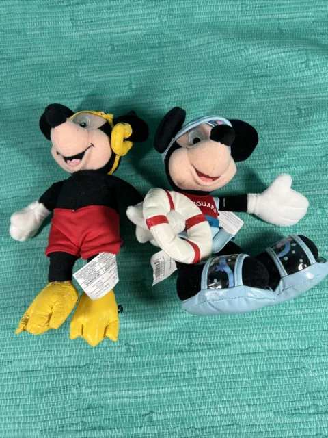 RARE MICKEY MOUSE Scuba Diving Plush Snorkeling & Lifeguard Disney Store Lot