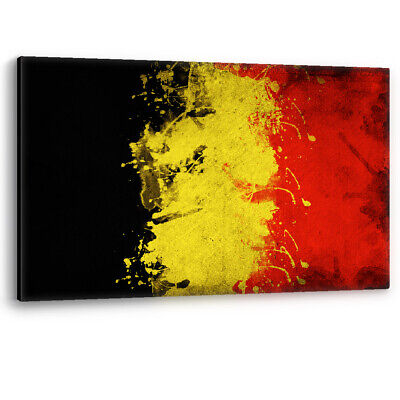 Belgium Belgian Flag Paint Splash Framed Canvas Wall Art Picture Print