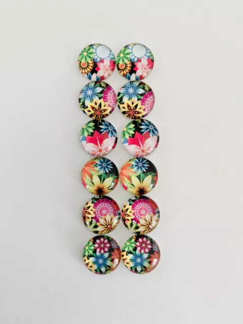 6 Pairs Of 12mm Cabochons #365