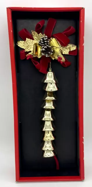Vintage Christmas Bells 18 Inch Hanging Decoration Brass Criterion 1960s NOS