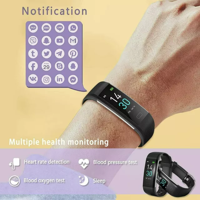 HR Fitness Smartwatch, Sportuhr mit Temperatur-, Puls- und Blutdruckmessung, 3