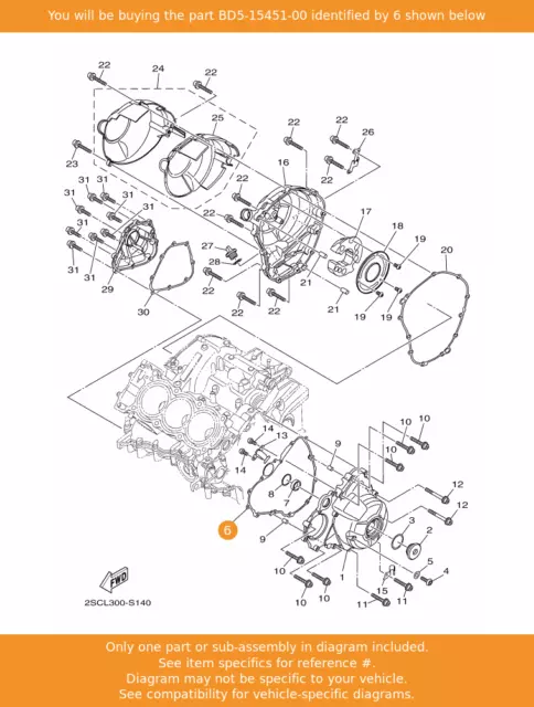 YAMAHA Gasket, Crankcase Cover 1, BD5-15451-00 OEM TRACER 900 MT09A MTM850XSR900