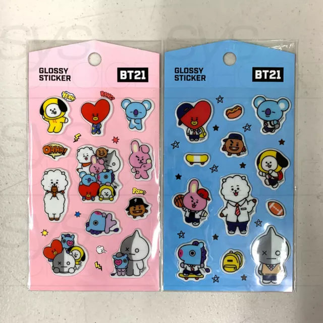 BTS BT21 Official Authentic Goods Glossy Sticker 2SET By Kumhong + Tracking Num