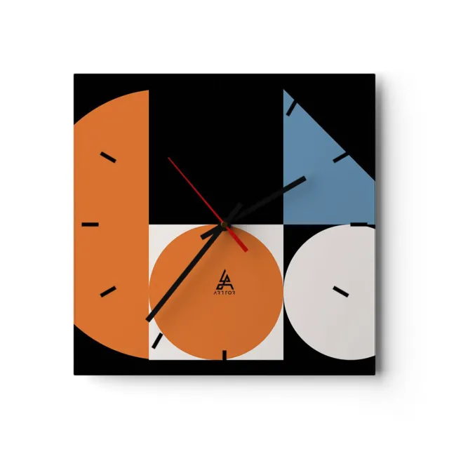 Reloj de Pared 40x40cm Reloj de Vidrio Pieza Geométrica Ruedas Silencioso