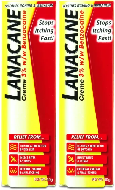 Lanacane Medicated Cream Tube 30g | Antiseptic | MAX ONE PER ORDER |  X 2