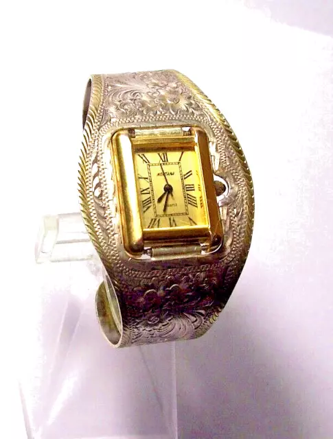 Montana Silversmiths Ladies Cuff Watch, Exquisite Engraving, Gorgeous Runs Great