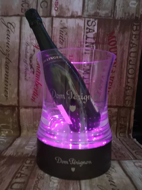 Dom Perignon Champagne Ice Bucket Acrylic Signed M. Szekely with Luminous Base