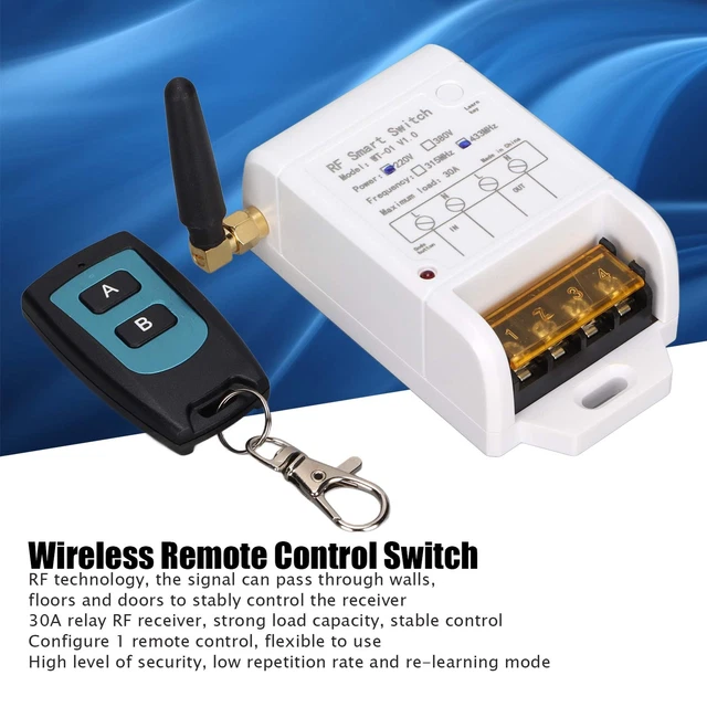 WIRELESS REMOTE CONTROL Switch 433Mhz Relay RF Transmitter Receiver For ...
