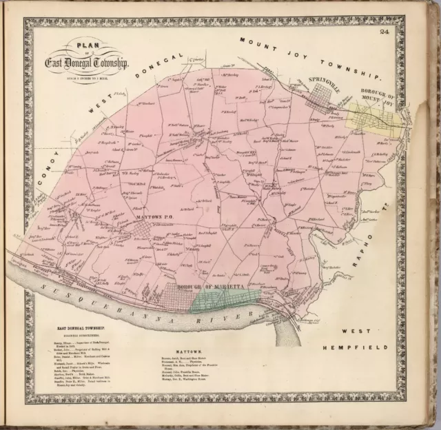 1864 ATLAS LANCASTER COUNTY PENNSYLVANIA map state old GENEALOGY DVD P12 2