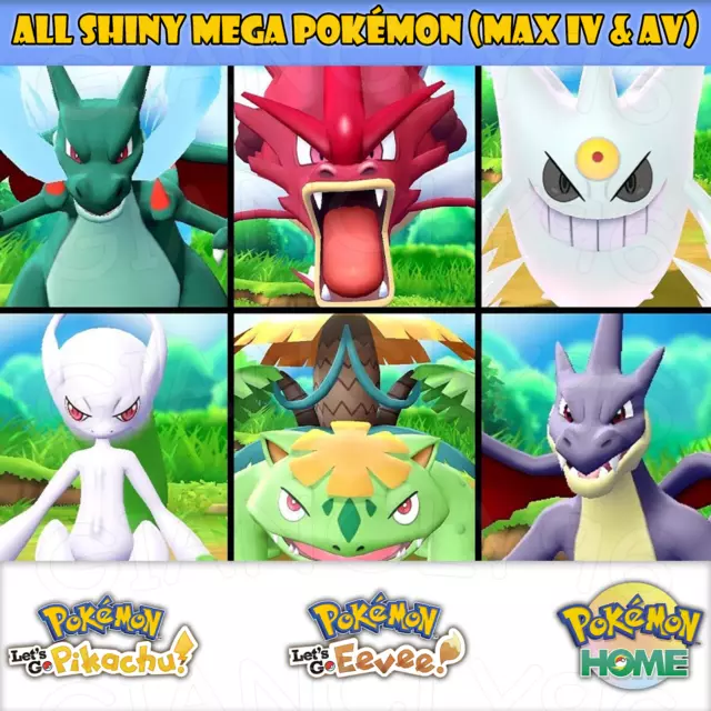 Alle Mega Pokémon in Shiny Lvl 1/20 6 Dv/Ev Max Pokémon Let's Go  Pikachu/Evoli