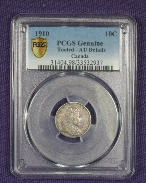 1910 Canada Silver Dime 10 AU About Uncirculated Details PCGS