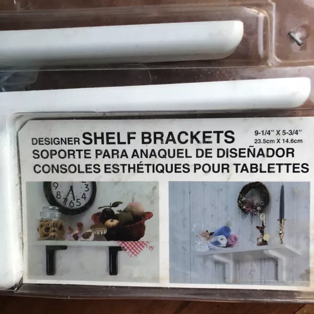 Designer Shelf Brackets 9.25x5.75” White Enamel Rounded Exges