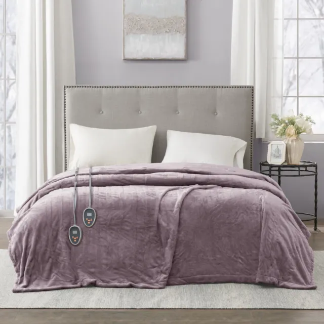 Ultra Soft Knitted Electric Blanket w/20 Heat Level Settings - Full, Lavender