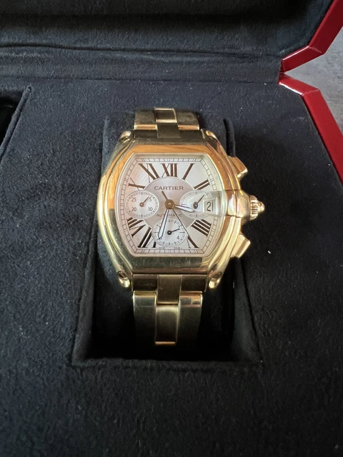 18K Gold Cartier Roadster XL Man`s Watch/Box & Cartier Cert. (not the small one) 18K Gold Cartier Roadster XL Man`s Watch/Box & Cartier Cert. (not the small one)
