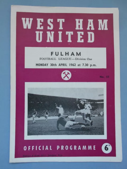 West Ham Fulham 1961/62 League Division One mint condition