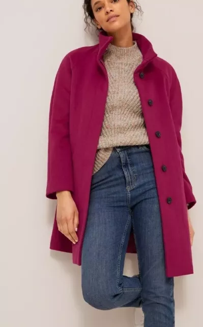 John Lewis Wool Blend Swing Coat Berry Womens SIZE UK 8 REF CL16