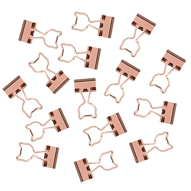 15 Pcs Clips De Fixation Documents Classeur Bureau Pinces À Reliure Rose