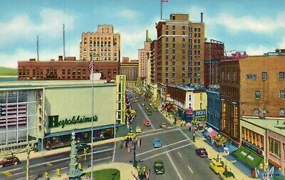 Monroe Ave. Looking West Grand Rapids GR Michigan MI Mich Postcard