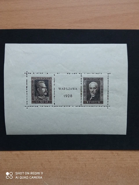 Briefmarken Polen Block 1 postfrisch mit Falz 1928 , M.Nr. 254,255 Warschau