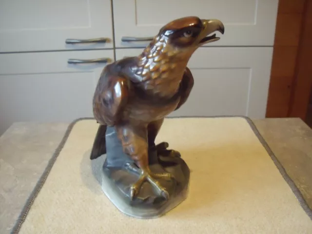 alte Porzellanfigur Greifvogel Adler / Bussard / Falke 3