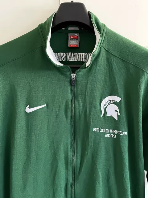 Vintage NIKE Team MICHIGAN SPARTANS Sports Windbreaker Track Jacket XL Green VGC