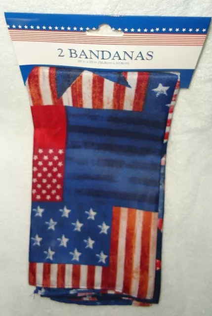 Bandana Set Of 2 Patriotic Use For Face Cover, Scarf, Head Wrap, Neck Cover  New