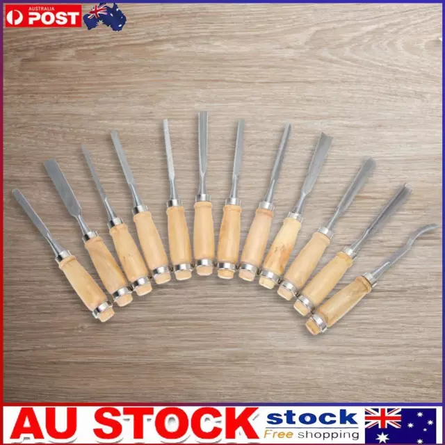 12Pcs Wood Carving Hand Chisel Tool Set Woodworking Professional Gouges