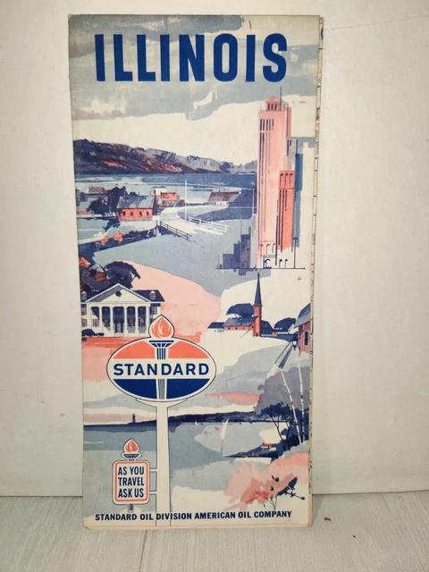 Vintage 1963 Standard Oil American Oil Map Illinois