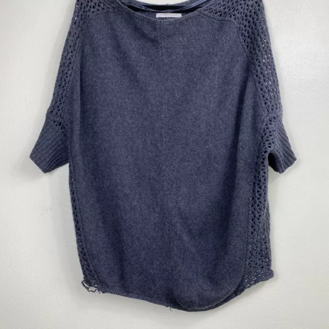 Velvet Womens Cashmere Top Gray Knit Sweater Short Sleeve Size M