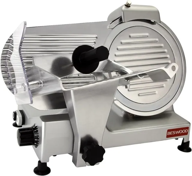 BESWOOD 10" Chromium-plated Steel Blade Electric Deli Meat Cheese Food Slicer
