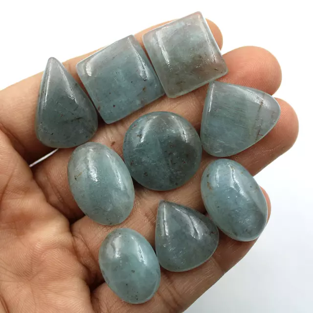 176 Cts Natural Aquamarine Cabochon Untreated 9 Pcs Loose Gemstones Lot~ Brazil