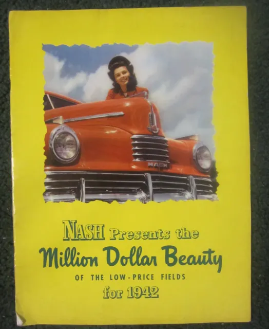 1942 Nash auto car catalog "Million Dollar Beauty" Sales Brochure ,28 page,VTG