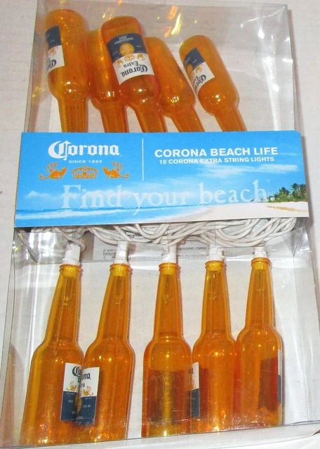 10-Count Clear CORONA EXTRA BEER BOTTLE Patio Light Set, 9ft White Wire