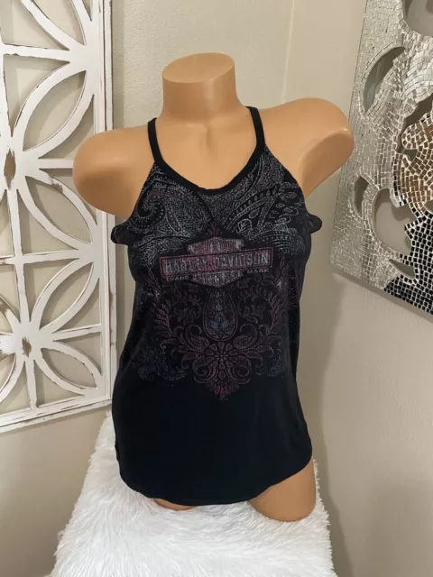 HARLEY DAVIDSON medium BANDANA PAISLEY PRINT LOGO SLEEVELESS TANK TOP