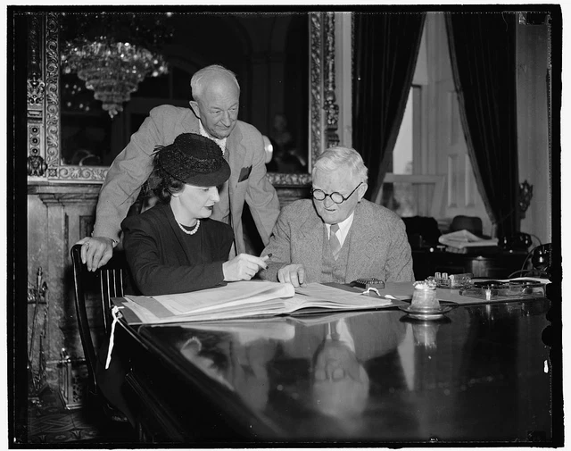 Reproduced 1939 Photo Vice President Garner Right With Unidentified o