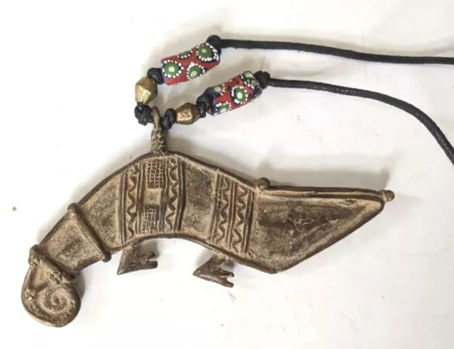 African Original Handmade Lobi Gan Bronze Chameleon Cire Perdue Jewelry Beads
