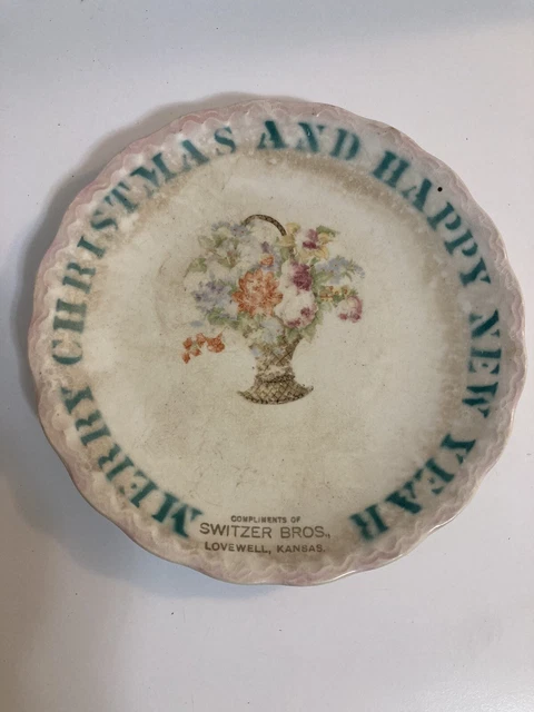 Antique Lovewell Kansas Switzer Brothers Advertising Sovenir plate Christmas New