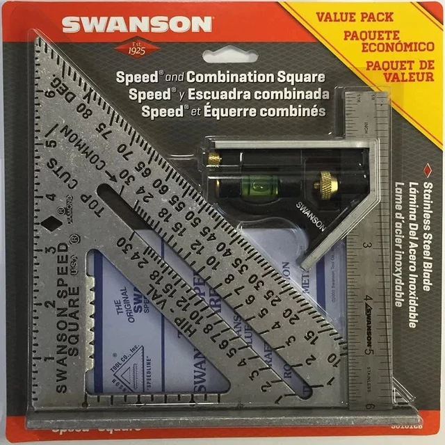 Swanson Tool Co S0101CB Speed Square Layout Tool with Blue Book and Combination