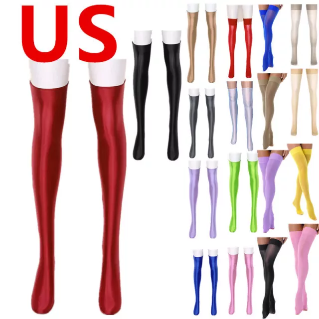 US Womens Pantyhose Tights Stay Up Thigh High Fashion Stockings Wetlook Clubwear