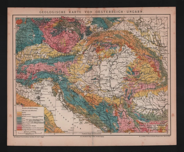 LANDKARTE MAP 1887 Geologische Karte Von Oesterreich Ungarn EUR 19 99 landkarte-map-1887-geologische-karte-von-oesterreich-ungarn-eur-19-99