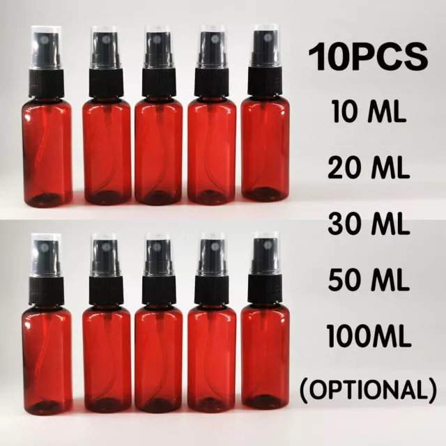 10X 30/50/100ML Amber Plastic Perfume Atomizer Empty Spray Bottle Beauty Travel